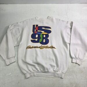 Vintage 90s Rare Design White Universal Studios Sweatshirt Pullover Adult Sz L
